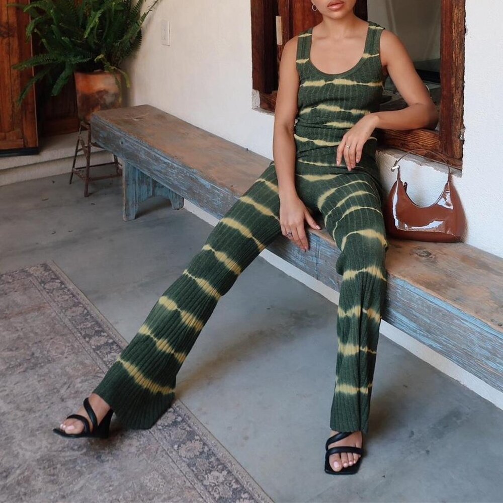 Sandro | Green Tie Dye Knit Pants | 36 FR Small - Picture 3 of 6
